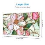 Personalized Retro Stained Glass Floral Mouse Pad Desk Mat with Name Office Birthday Gift for Women Coworkers Friends