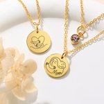 Personalizado Estilo Simple Corazón Abrazo Flor Clavel Monedero Collar con Texto Cumpleaños Día de la Madre Regalo para mamá y la abuela