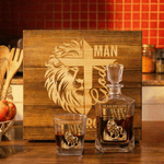 Personalised American Flag Lion Whiskey Decanter Box Set with Name Birthday Anniversary Father's Day Gift for Men Friends