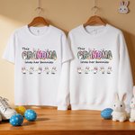 Personalised Multicolor Easter Bunny T-shirt Sweatshirt with 1-12 Names Daily Wear Birthday Easter Party Gift for Mother Dad Grandma