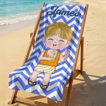 Personalizzato Cartoon Character Stripe Quick Dry Asciugamano da spiaggia e borsa con coulisse con nome Viaggio Compleanno Vacanze estive Regalo per bambini Famiglia