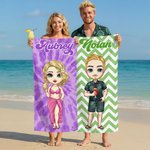 Personalizzato Cartoon Character Stripe Quick Dry Asciugamano da spiaggia e borsa con coulisse con nome Viaggio Compleanno Vacanze estive Regalo per bambini Famiglia