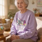 Personalised Multicolor Easter Bunny T-shirt Sweatshirt with 1-12 Names Daily Wear Birthday Easter Party Gift for Mother Dad Grandma