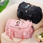 Borsa personalizzata con personaggio animato, fiore di nascita e nome, impermeabile e capiente - Regalo di Natale e compleanno per famiglia e amici