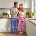 Personliga ansiktsfoton kärlekshjärta dragsko lång pyjamasbyxa med namn Alla hjärtans dag födelsedag jubileumsgåva för kvinnor män barn
