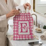 Personalizzato colorato Plaid Cross Stitch Design Initial Drawstring Bag con nome Attività all'aperto Beach Party Regalo di compleanno per gli amici della famiglia