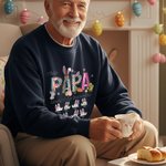 Personalised Multicolor Easter Bunny T-shirt Sweatshirt with 1-12 Names Daily Wear Birthday Easter Party Gift for Mother Dad Grandma