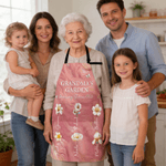 Tablier imperméable personnalisée avec fleurs de naissance et texte - Cadeau d'anniversaire et la fête des Mères  pour grand-mère et maman