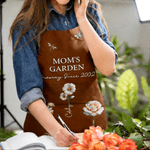 Tablier imperméable personnalisée avec fleurs de naissance et texte - Cadeau d'anniversaire et la fête des Mères  pour grand-mère et maman