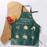 Personalized Birth Flower Grandma's Garden Adjustable Waterproof Apron with Name and Year  Mother's Day Birthday Gift for Grandmother Mom