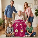 Personalised 1-10 Birth Flowers Soft Throw Blanket with Names and Year Home Decor Mother's Day Birthday Gift for Mom Grandma