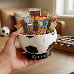 Ciotola impermeabile personalizzata per spuntini a tema calcio con nome Decorazione per la casa Regalo di compleanno per gli amanti del calcio e la famiglia