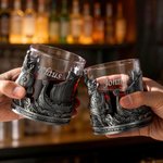 Spersonalizowana szklanka do whisky Viking Nordic Style 10 uncji z grubą podstawą i imieniem Prezent urodzinowy na Dzień Ojca dla mężczyzn