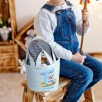 Cestino pasquale personalizzato con nome e iniziale, effetto stampa 3D simulata e orecchie di coniglio - regalo per Pasqua per bambini