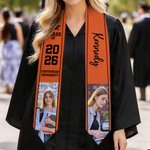 Personalisierte Multicolor Foto Graduierung Schärpe mit Namen Schule und Jahr Graduierung Geschenk für Klasse von 2026 Absolventen