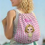 Personalizzato Cartoon Character Stripe Quick Dry Asciugamano da spiaggia e borsa con coulisse con nome Viaggio Compleanno Vacanze estive Regalo per bambini Famiglia