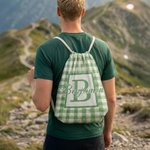 Personalizzato colorato Plaid Cross Stitch Design Initial Drawstring Bag con nome Attività all'aperto Beach Party Regalo di compleanno per gli amici della famiglia