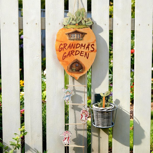 Personalisierte hölzerne 2-8 Peter Rabbits Karotte Haus Garten Zeichen mit Namen Garten Dekor Housewarming Geburtstag Geschenk für Opa Oma