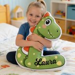Spersonalizowana miękka poduszka z inicjałem dinozaura z imieniem do dekoracji domu Prezent urodzinowy dla chłopców i dziewczynek