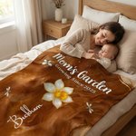Personalised 1-10 Birth Flowers Soft Throw Blanket with Names and Year Home Decor Mother's Day Birthday Gift for Mom Grandma