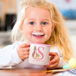 Personalised Cute Easter Peter Rabbit Bunny 12oz Enamel Mug with Initial and Name Christmas Back to School Birthday Gift for Kids
