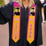 Personalisierte Multicolor Foto Design Graduierung Schärpe mit Namen und Schulnamen Graduierung Geschenk für Familie Freunde Absolventen