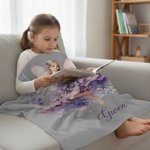 Personalizada Nacimiento Flor Hada Suave manta con nombre Decoración del hogar Uso diario Regalo de cumpleaños para las niñas