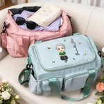 Borsa personalizzata con personaggio animato, fiore di nascita e nome, impermeabile e capiente - Regalo di Natale e compleanno per famiglia e amici