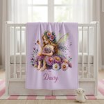 Personalizada Nacimiento Flor Hada Suave manta con nombre Decoración del hogar Uso diario Regalo de cumpleaños para las niñas