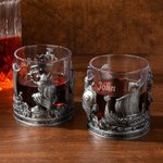 Spersonalizowana szklanka do whisky Viking Nordic Style 10 uncji z grubą podstawą i imieniem Prezent urodzinowy na Dzień Ojca dla mężczyzn