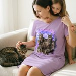 Personalisierte Multicolor 5 Haustier Fotos weiches Nachthemd mit Namen täglich tragen Geburtstag Jahrestag Geschenk für Frau Haustierliebhaber