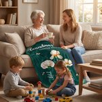 Personalised 1-10 Birth Flowers Soft Throw Blanket with Names and Year Home Decor Mother's Day Birthday Gift for Mom Grandma