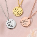 Personalizado Estilo Simple Corazón Abrazo Flor Clavel Monedero Collar con Texto Cumpleaños Día de la Madre Regalo para mamá y la abuela
