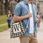 Personalizzato colorato Plaid Cross Stitch Design Initial Drawstring Bag con nome Attività all'aperto Beach Party Regalo di compleanno per gli amici della famiglia