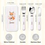 Personalised Cute Flower Animal Fork Spoon Knife 3 Pcs Cutlery Set with Name Back to School Easter Birthday Gift for Boys Girls