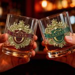 Gepersonaliseerd Old Fashioned whiskyglas van 295 ml met retro Logo initiaal en naam verjaardagscadeau voor mannen bartenders en whiskyliefhebbers