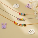 Personalised Colourful 3D Enamel Bubble Letter Name Sterling Silver Necklace Minimalist Jewellery Birthday Gift for Women Kids