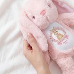 Personalised Wreath Bow Rabbit Design Stuffed Bunny Plush Toy with Name and Year First Easter Baby Shower Gift for Babies Kids