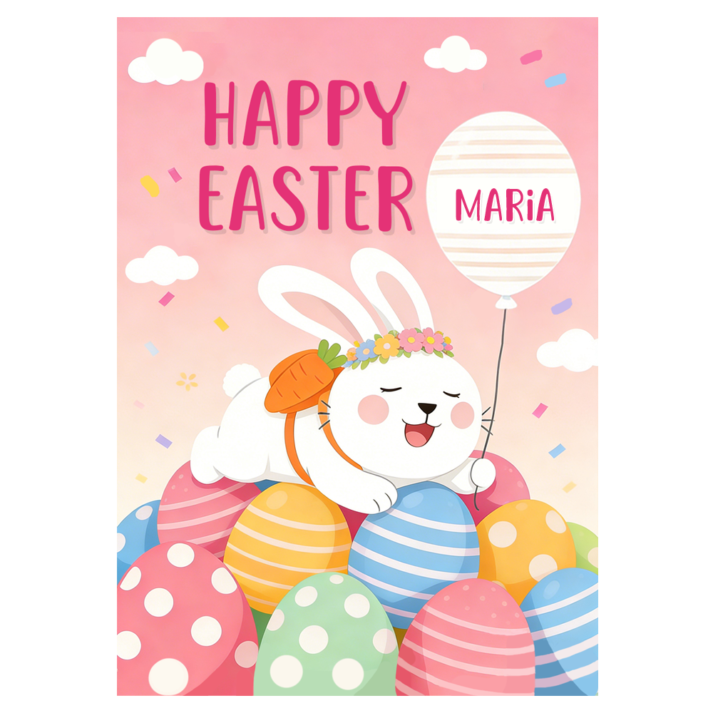 Easter Bunny with Balloon Ecard