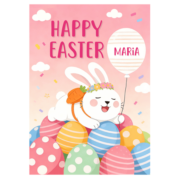 Easter Bunny with Balloon Ecard