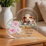 Personalized Happy 1st Mother's Day Cute Animal Heart-shape Acrylic Plaque with Name Desk Decor Mother's Day Birthday Gift for Mom