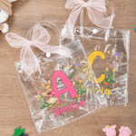 Gepersonaliseerd schattig Bunny initiaal Paasgeschenktasje met naam en strik Paasfeestgeschenk voor jongens meisjes
