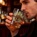 Gepersonaliseerd Old Fashioned whiskyglas van 295 ml met retro Logo initiaal en naam verjaardagscadeau voor mannen bartenders en whiskyliefhebbers