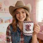 Taza Personalizada Botas de Dama Multicolor 11/15 oz Taza de Cerámica con Nombre y Posavasos Uso Diario Regalo de Cumpleaños para Mujeres Dueñas de Caballos