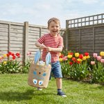 Personalised Cute Bunny Design Jute Bucket Basket with Name and Bunny Ears Easter Egg Hunting Easter Party Favors Gift for Kids Toddlers