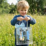 Gepersonaliseerd Transparant Cadeauzakje met Schattige Pieter Konijn met Initiaal Naam en Striklint Paasfeest Cadeautje voor Kinderen
