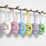 Personalizado lindo conejito pollito multicolor plástico colgante Pascua huevo adornos con nombre paquete de 12 piezas casa exterior decoración Pascua regalo para niños familia