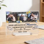 Personalised Photo Square Acrylic Plaque with Name and Date Bookshelf Display Memorial Day Gift for Those Who Has Lost a Loved One