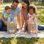 Personalised Cute Bunny Design Jute Bucket Basket with Name and Bunny Ears Easter Egg Hunting Easter Party Favors Gift for Kids Toddlers