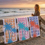 Personalisierte Multicolor Palm Tree Quick Dry Oversized Beach Towel mit Namen Travel Essentials Geburtstag Sommer Urlaub Party Geschenk für Frauen